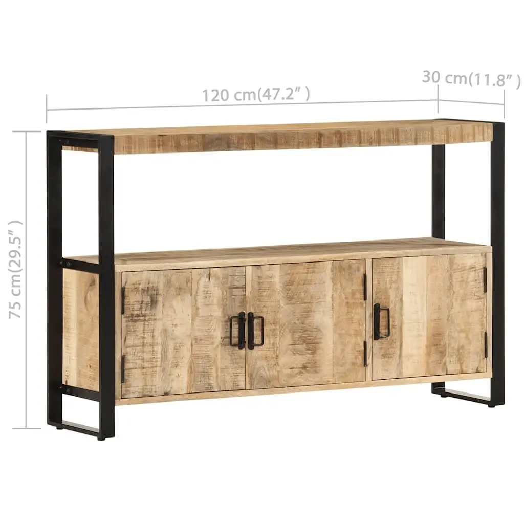 Side Cabinet 120x30x75 cm Solid Mango Wood Brown Sideboard Storage Furniture