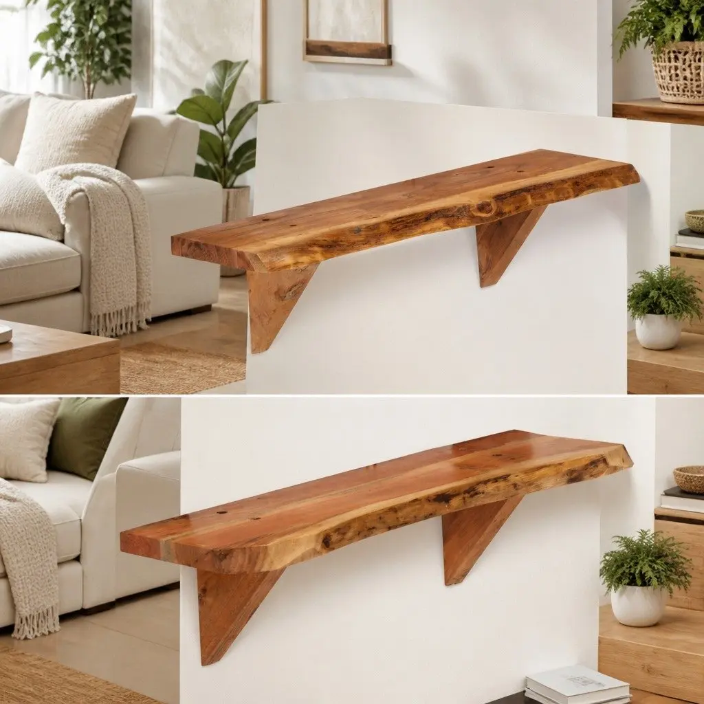 Wall Shelves Storage Display 60x20x18 cm Solid Acacia Wood Brown Rustic 2 Piece