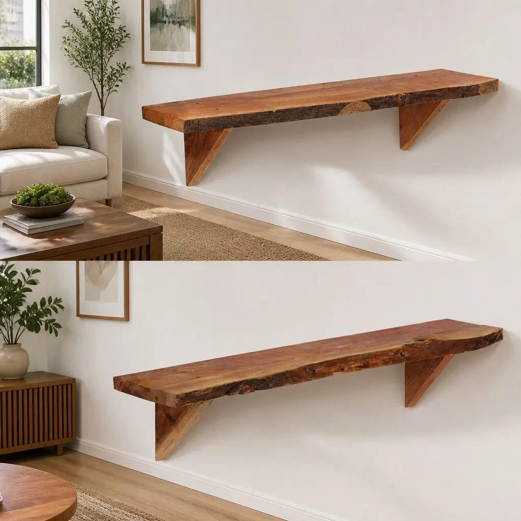 Wall Shelves Storage Display 90x20x18 cm Solid Acacia Wood Brown Rustic 2 Piece
