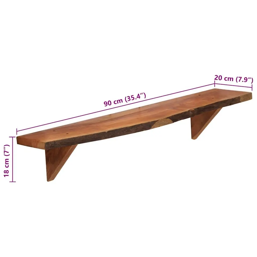 Wall Shelves Storage Display 90x20x18 cm Solid Acacia Wood Brown Rustic 2 Piece