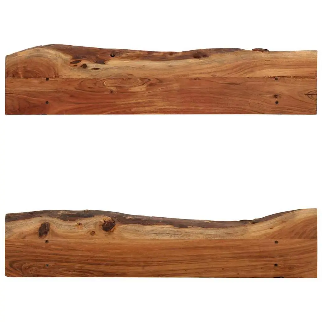 Wall Shelves Storage Display 90x20x18 cm Solid Acacia Wood Brown Rustic 2 Piece