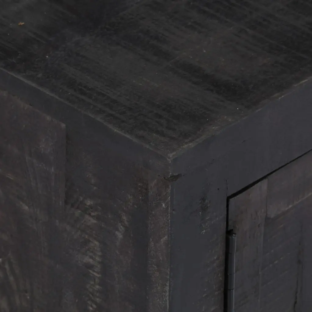 TV Cabinet Black Solid Mango Wood Storage Unit 118x30x40cm