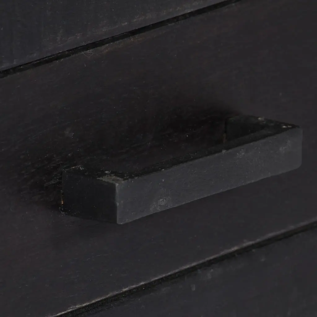 TV Cabinet Black Solid Mango Wood Storage Unit 118x30x40cm