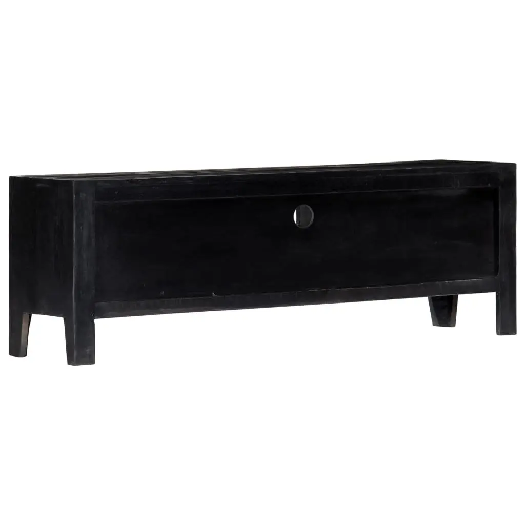 TV Cabinet Black Solid Mango Wood Storage Unit 118x30x40cm