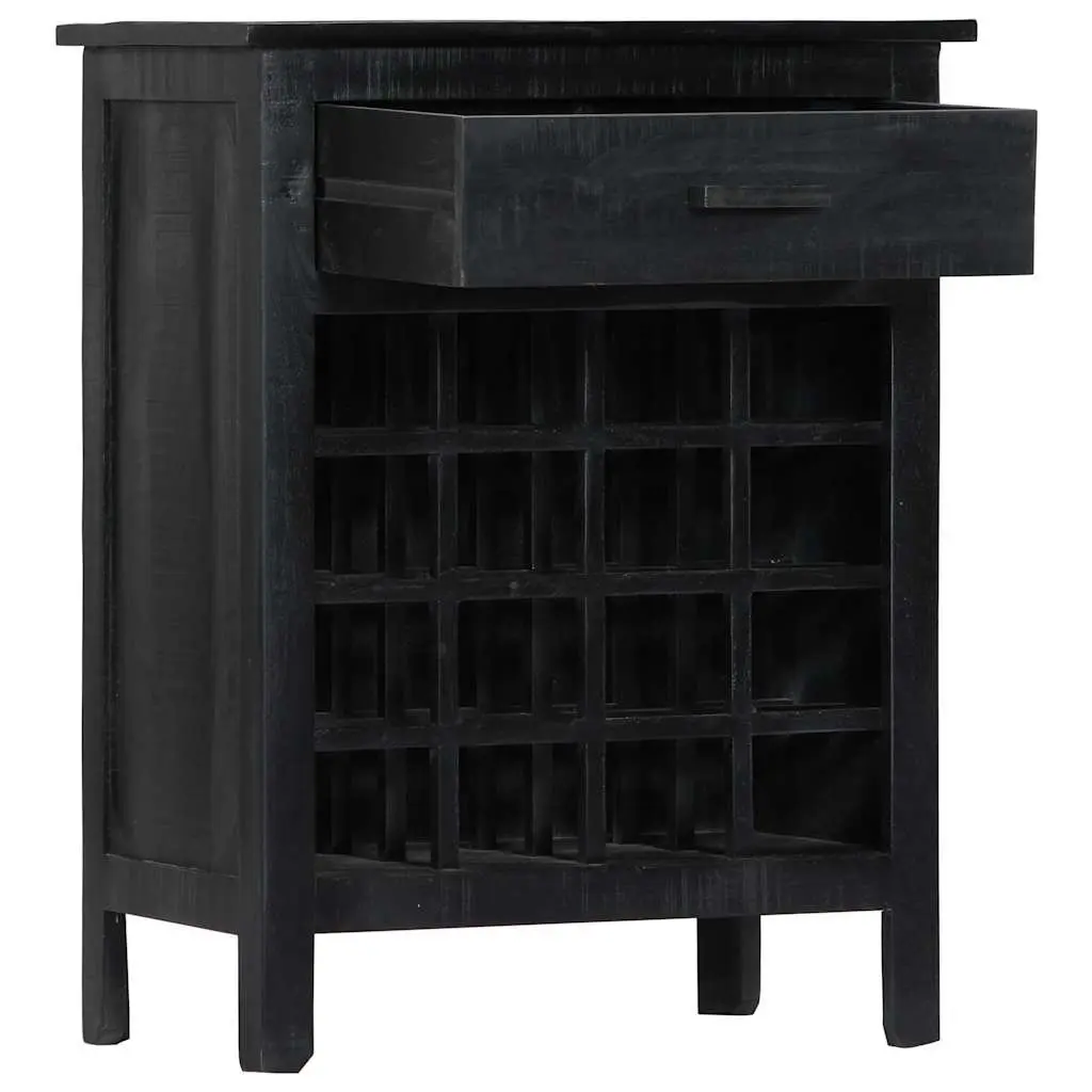 Wine Rack Storage Cabinet 56x35x75cm Black Wooden Mango Wood