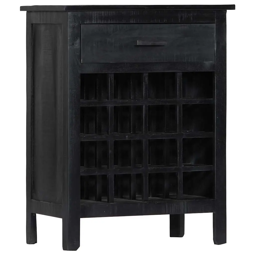 Wine Rack Storage Cabinet 56x35x75cm Black Wooden Mango Wood