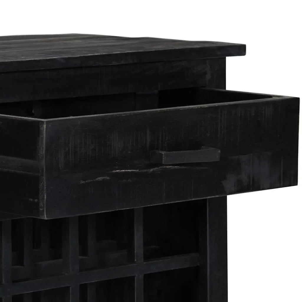 Wine Rack Storage Cabinet 56x35x75cm Black Wooden Mango Wood
