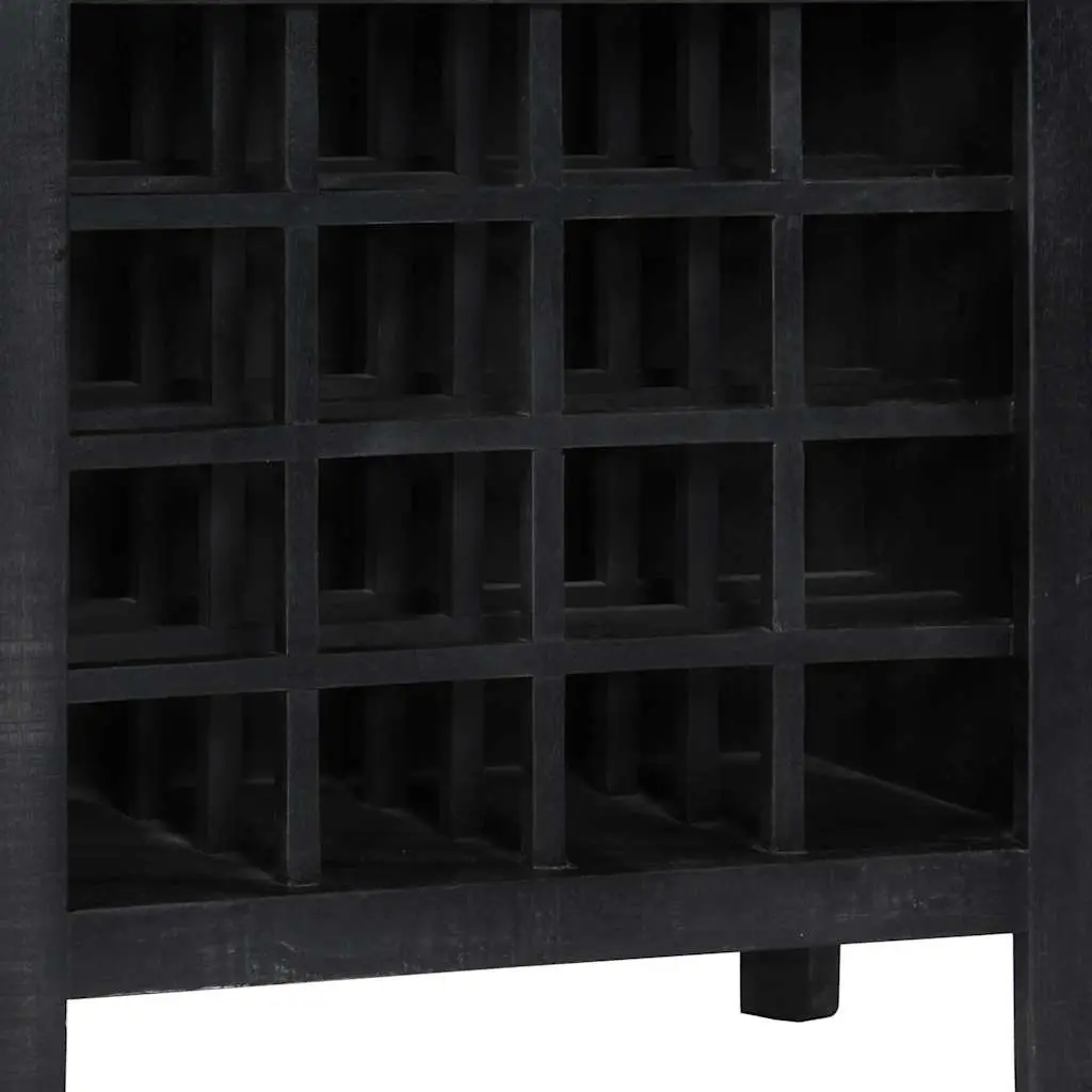 Wine Rack Storage Cabinet 56x35x75cm Black Wooden Mango Wood