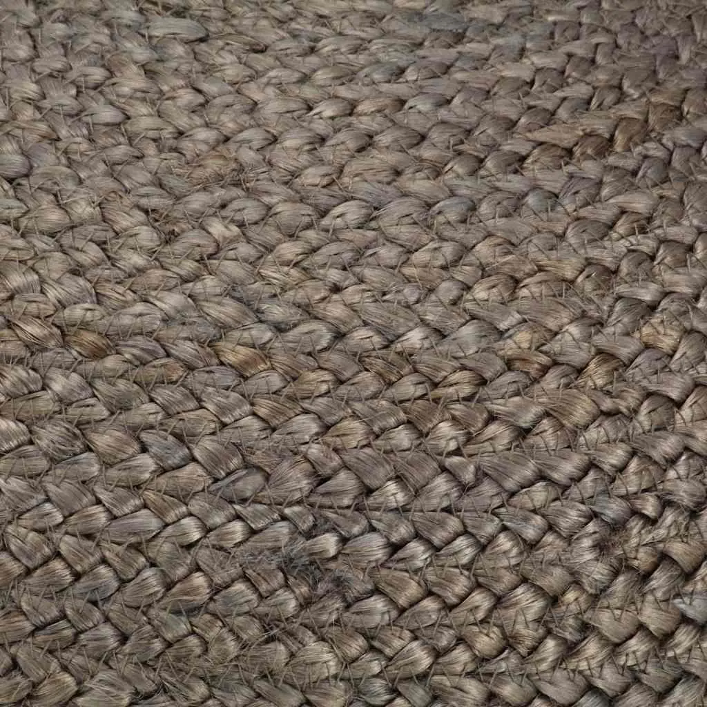 Pouffe Footstool Foot Rest 45x30cm Grey Braided Jute Foam Filled