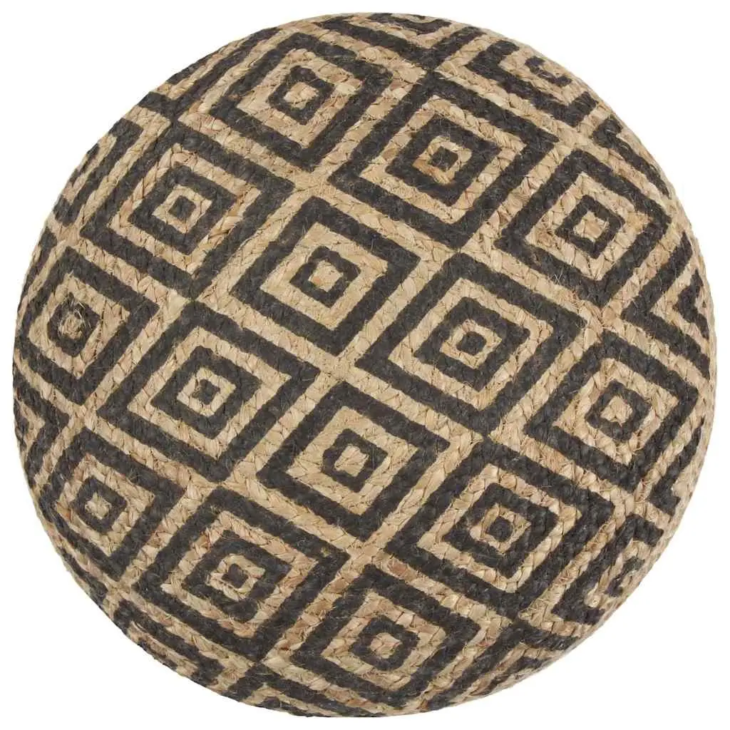 Pouffe Footstool Foot Rest 45 x 30 cm Black Braided Jute