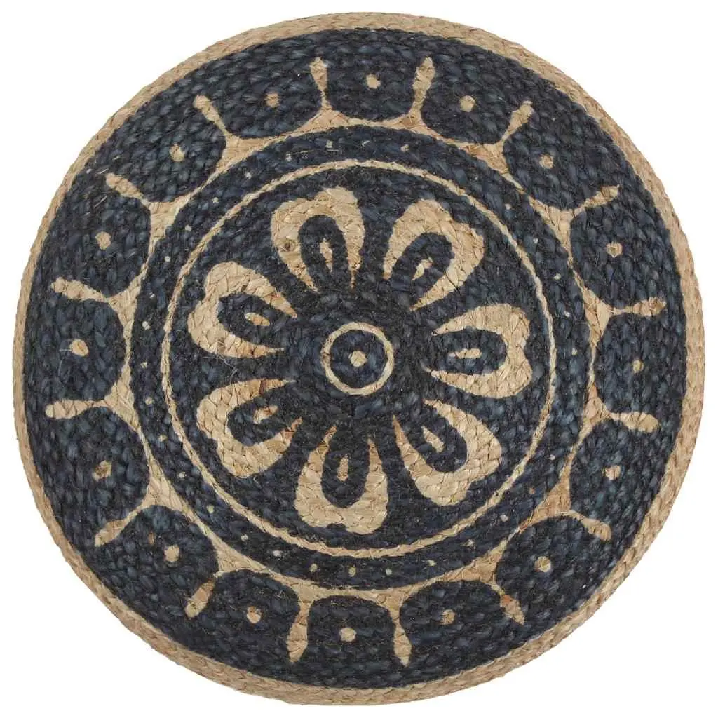 Handmade Pouffe Footstool Foot Rest 45 x 30 cm Brown Braided Jute Ottoman