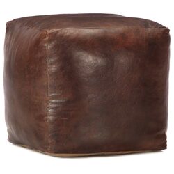 Comfortable Pouffe Footstool in Stylish Brown Leather