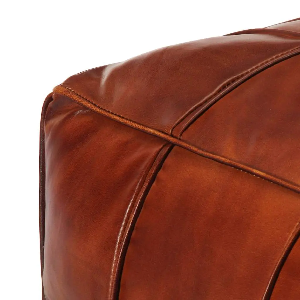 Pouffe Footstool Ottoman Goat Leather Tan Relaxing Seating Foot Rest Home Decor