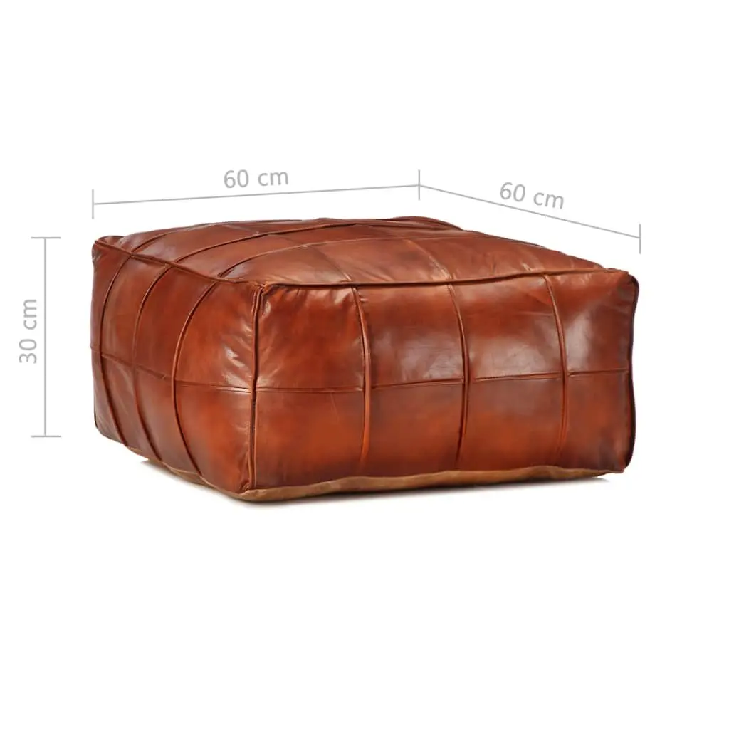 Pouffe Footstool Ottoman Goat Leather Tan Relaxing Seating Foot Rest Home Decor