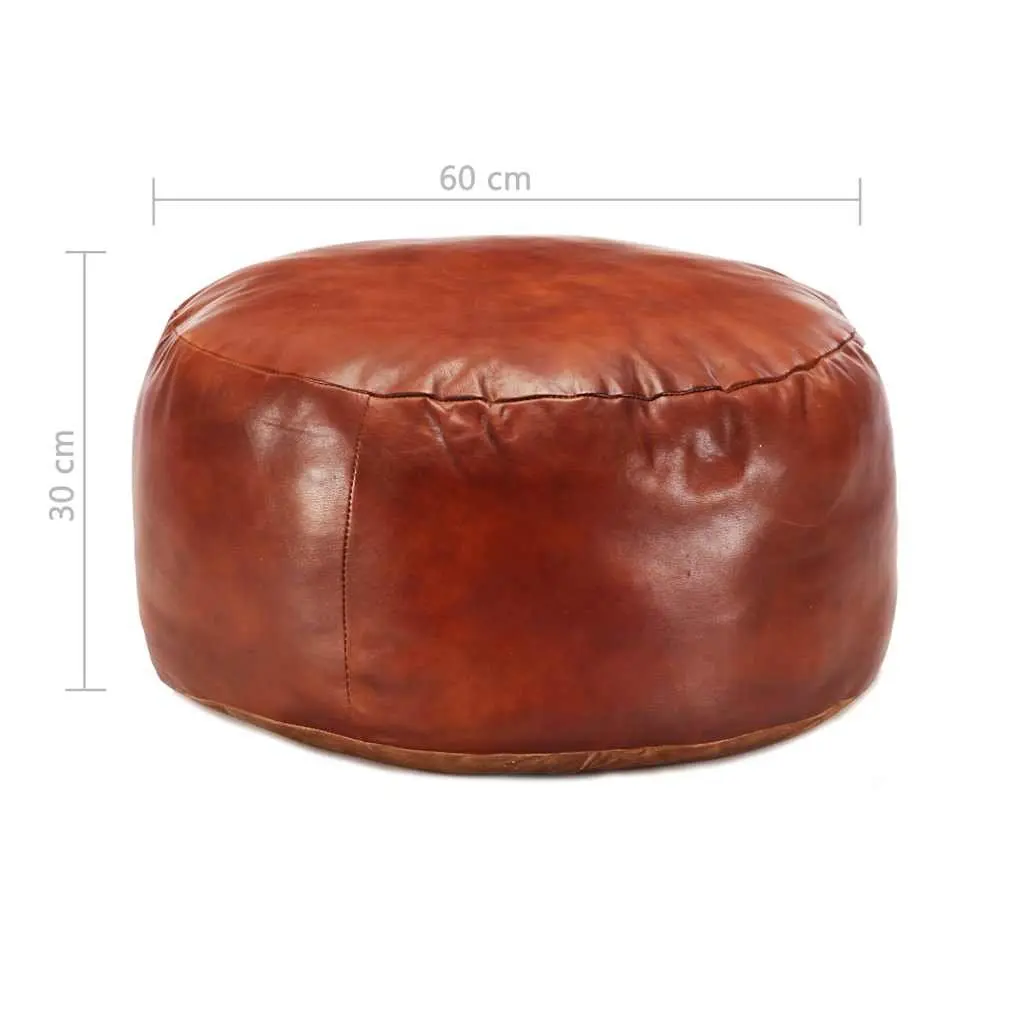 Pouffe Footstool Ottoman Brown Tan Leather Foot Rest Relaxation