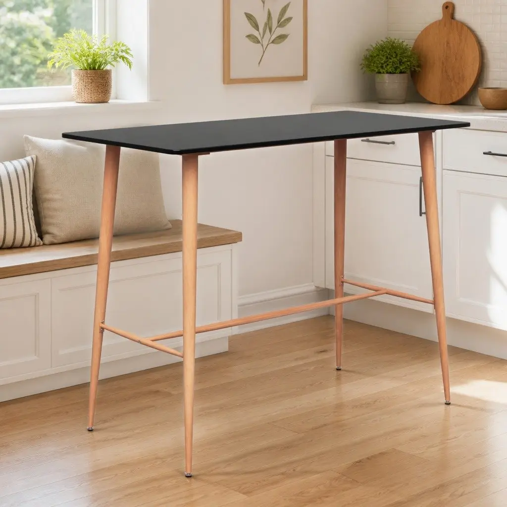 Bar Table Black Kitchen Dining Counter Height Furniture Tall Cocktail Standing