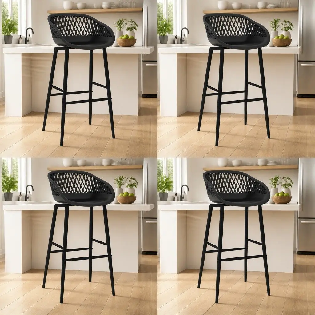 Bar Stools Set 4 pcs Black Counter Chairs Pub Seating Kitchen Dining Furniture