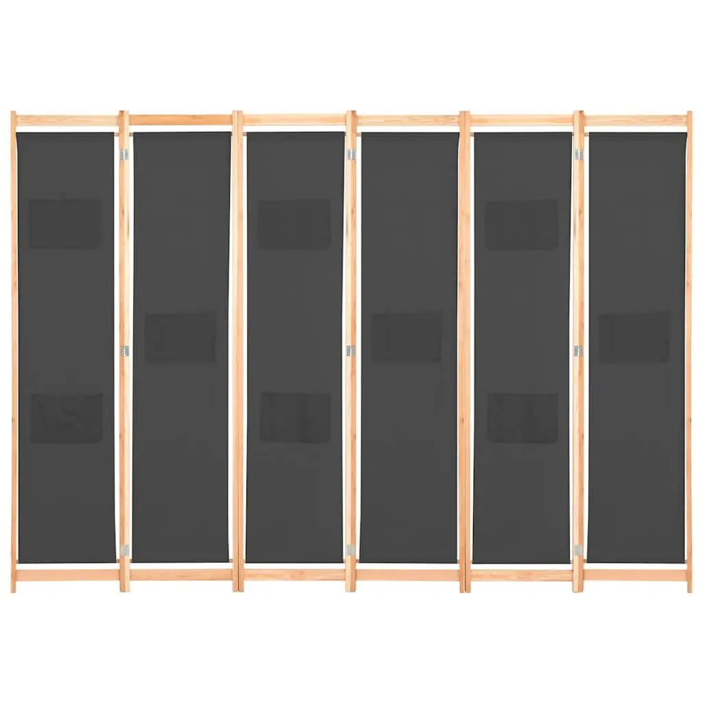 6-Panel Room Divider Privacy Screen Folding Freestanding Grey