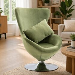Comfort Meets Quality in This Green Velvet Egg Chair