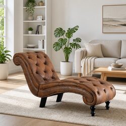 Comfortable Brown Faux Suede Chaise Lounge for Your Home