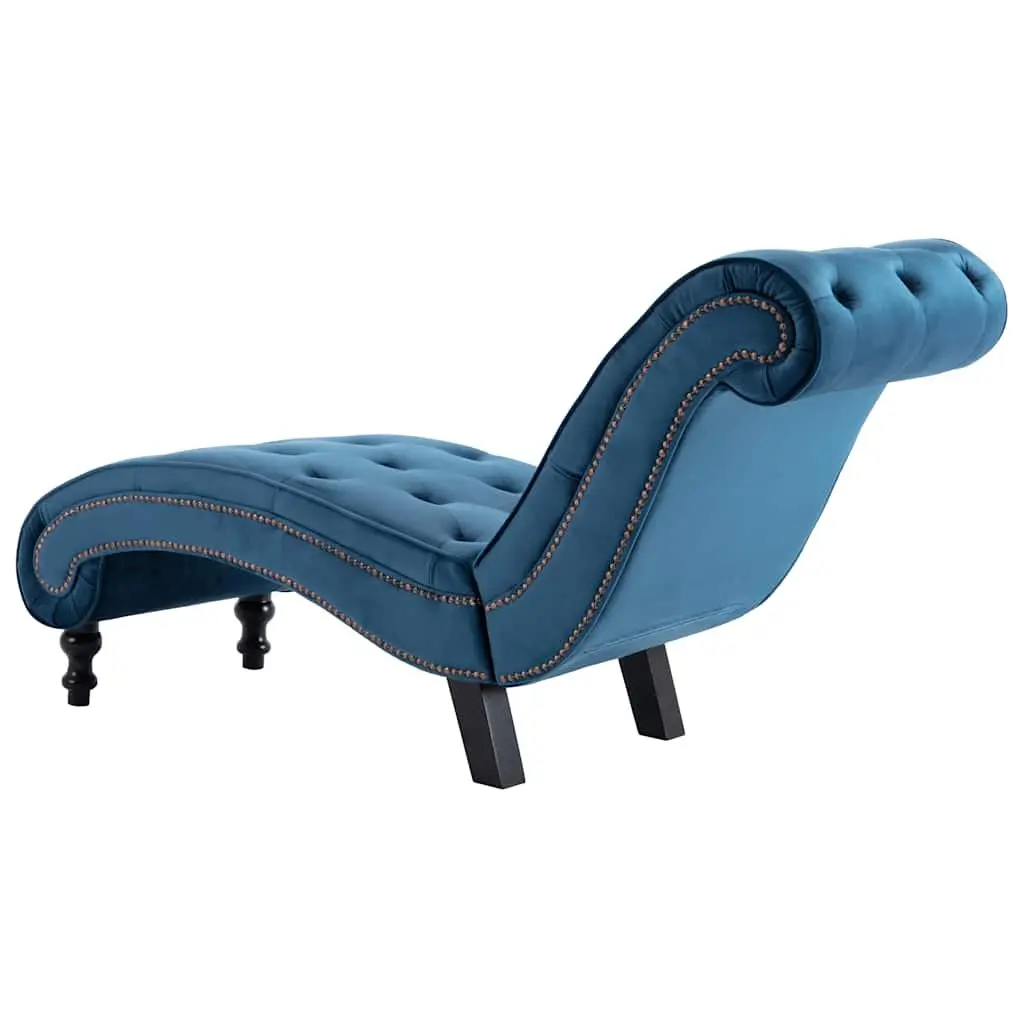 Chaise Lounge Blue Velvet Accent Chair Tufted Design Comfortable Seating