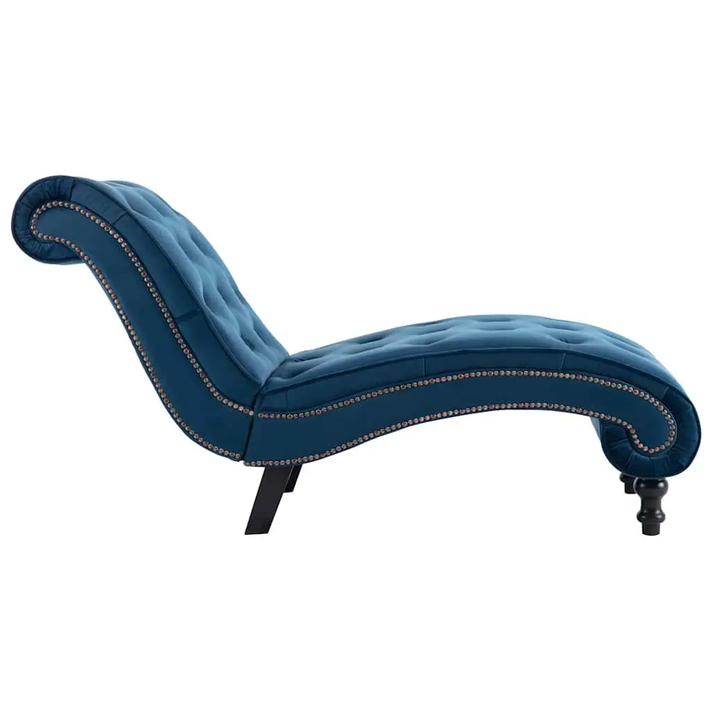 Chaise Lounge Blue Velvet Accent Chair Tufted Design Comfortable Seating