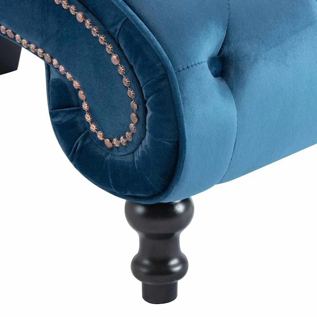 Chaise Lounge Blue Velvet Accent Chair Tufted Design Comfortable Seating