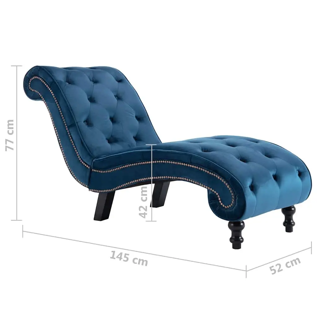 Chaise Lounge Blue Velvet Accent Chair Tufted Design Comfortable Seating