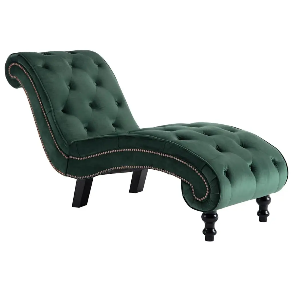Chaise Lounge Green Velvet Accent Chair Ergonomic Support Button Tufted
