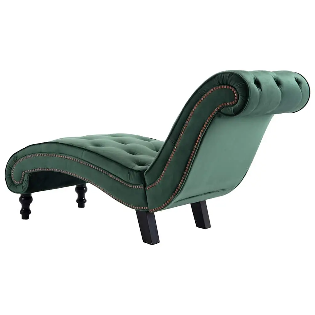 Chaise Lounge Green Velvet Accent Chair Ergonomic Support Button Tufted