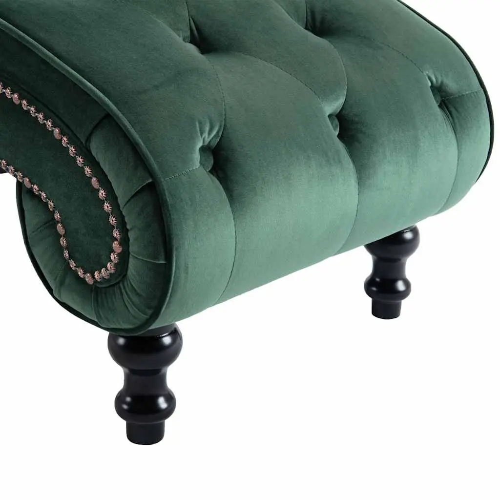 Chaise Lounge Green Velvet Accent Chair Ergonomic Support Button Tufted
