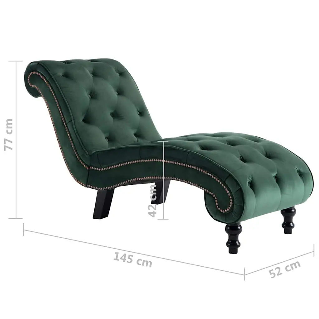 Chaise Lounge Green Velvet Accent Chair Ergonomic Support Button Tufted