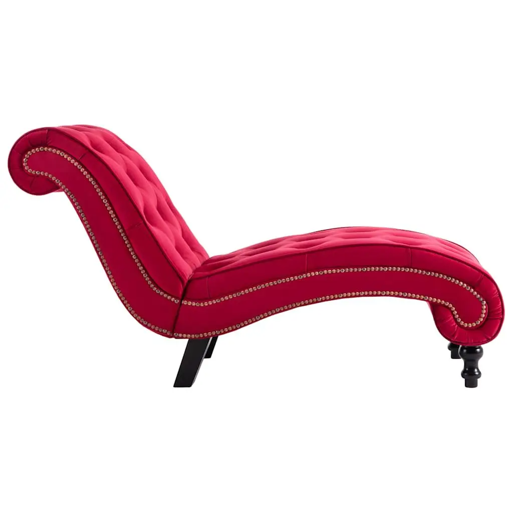 Chaise Lounge Red Velvet Button Tufted Accent Chair