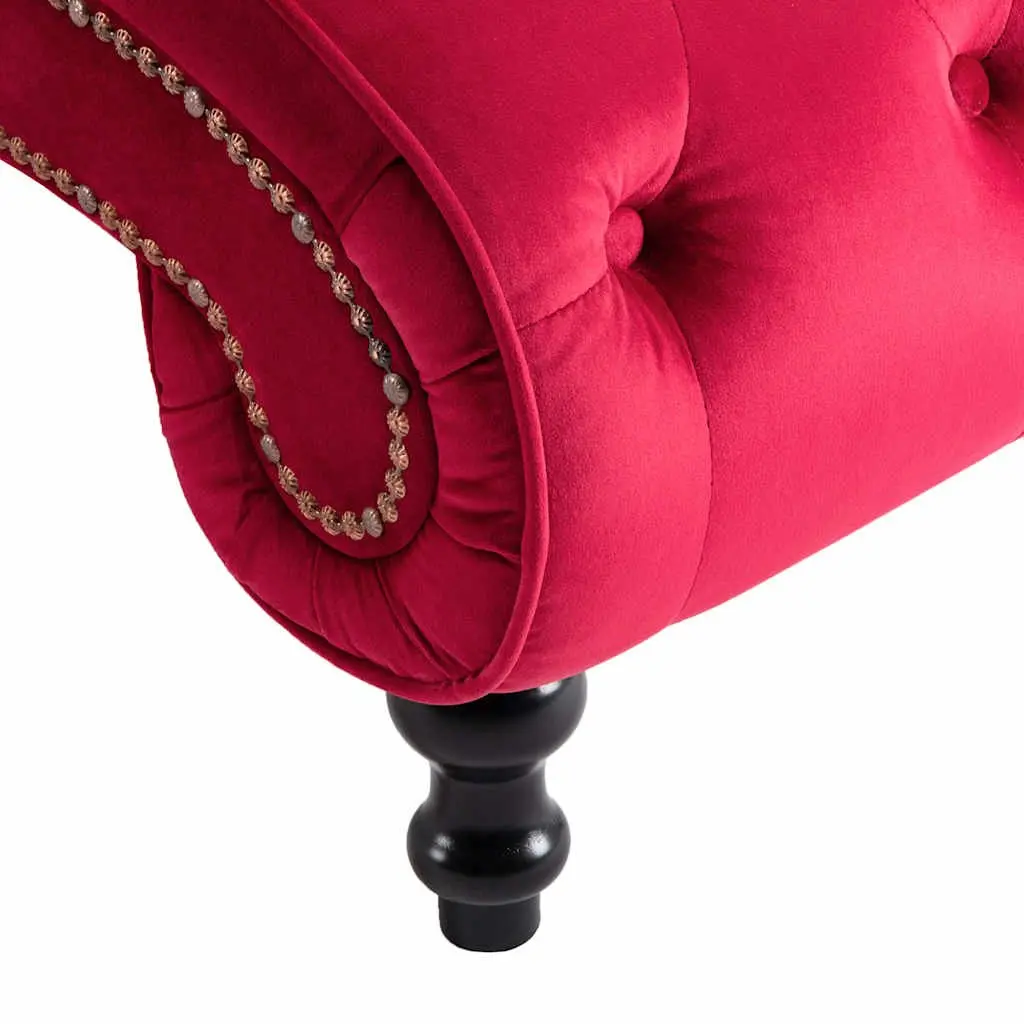 Chaise Lounge Red Velvet Button Tufted Accent Chair