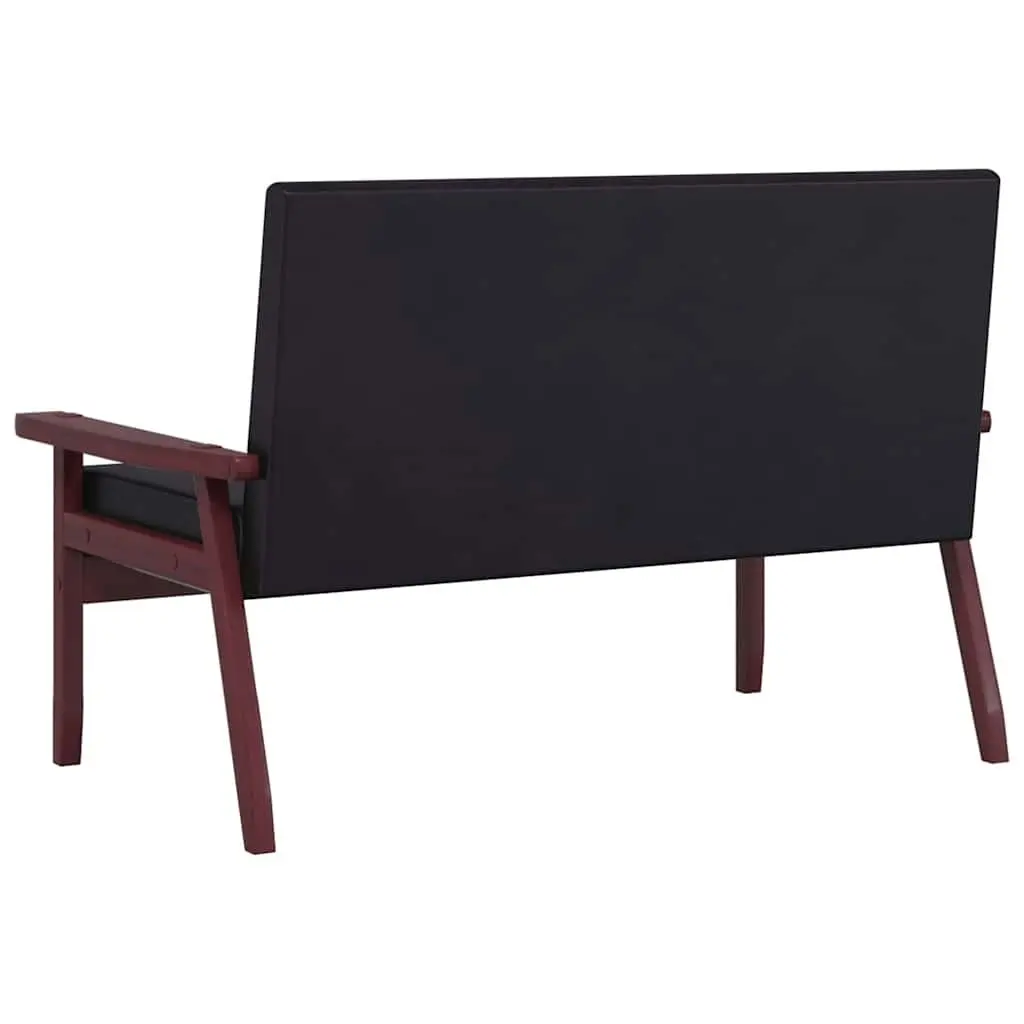2-Seater Sofa Black Faux Leather Retro Living Room Furniture Padded Couch