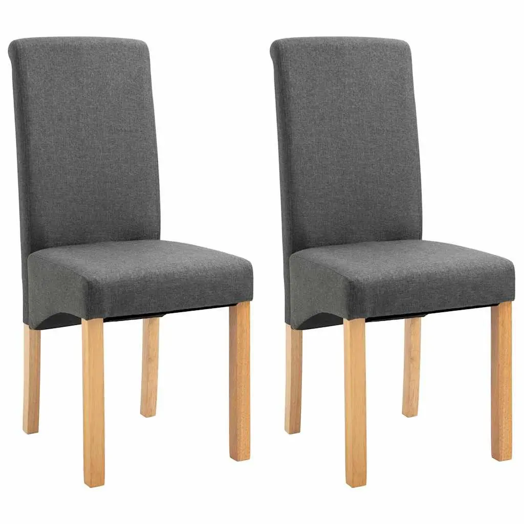 Dining Chairs Set of 2 Grey Fabric Kitchen Living Room Seating