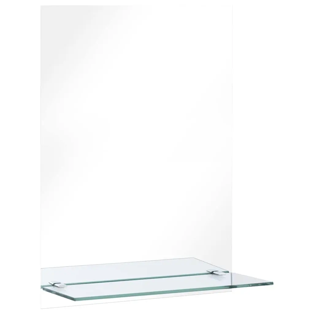 Wall Mirror with Shelf 40x60cm Tempered Glass Silver