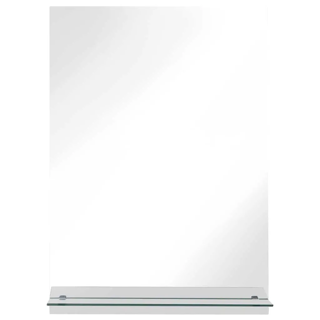 Wall Mirror with Shelf 40x60cm Tempered Glass Silver