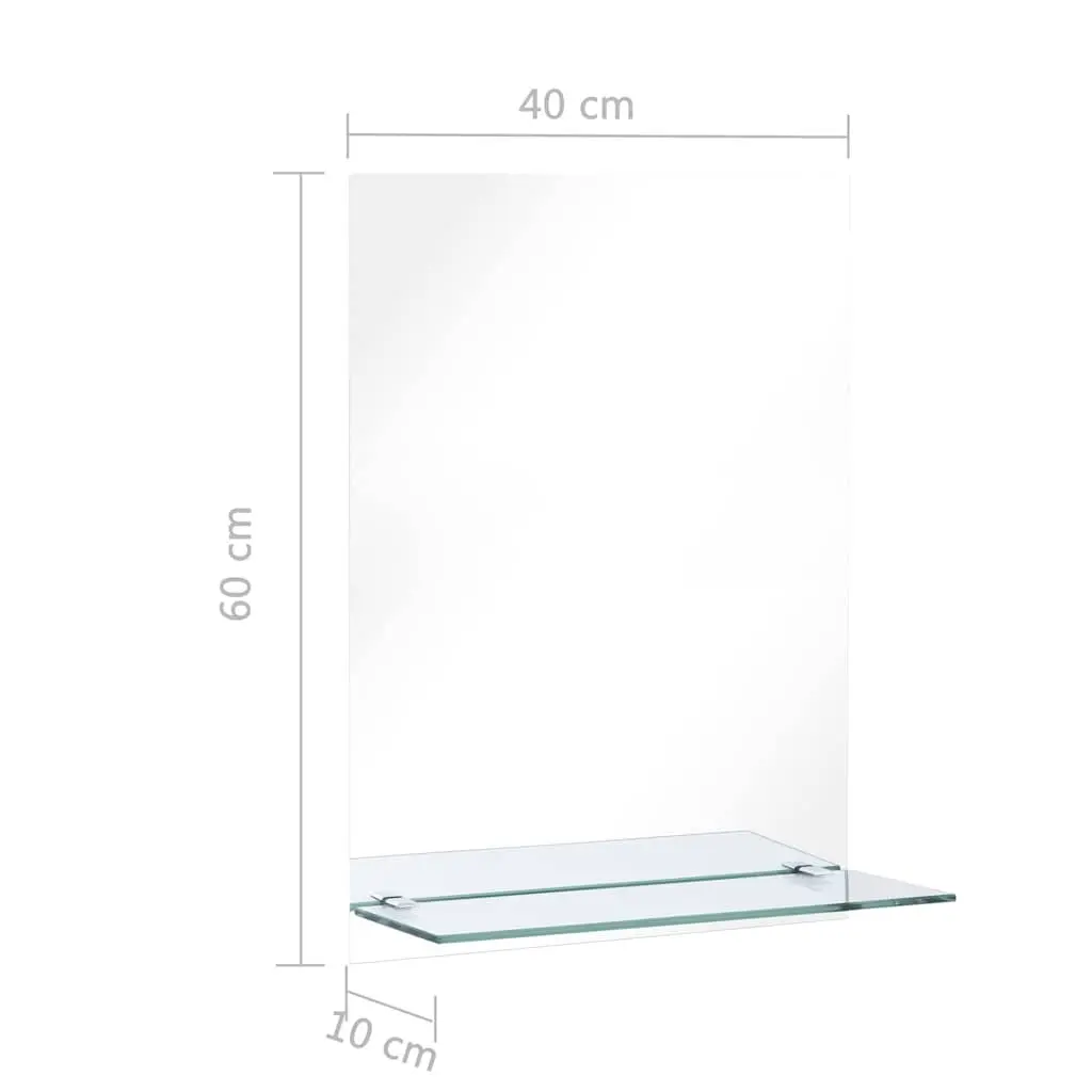 Wall Mirror with Shelf 40x60cm Tempered Glass Silver