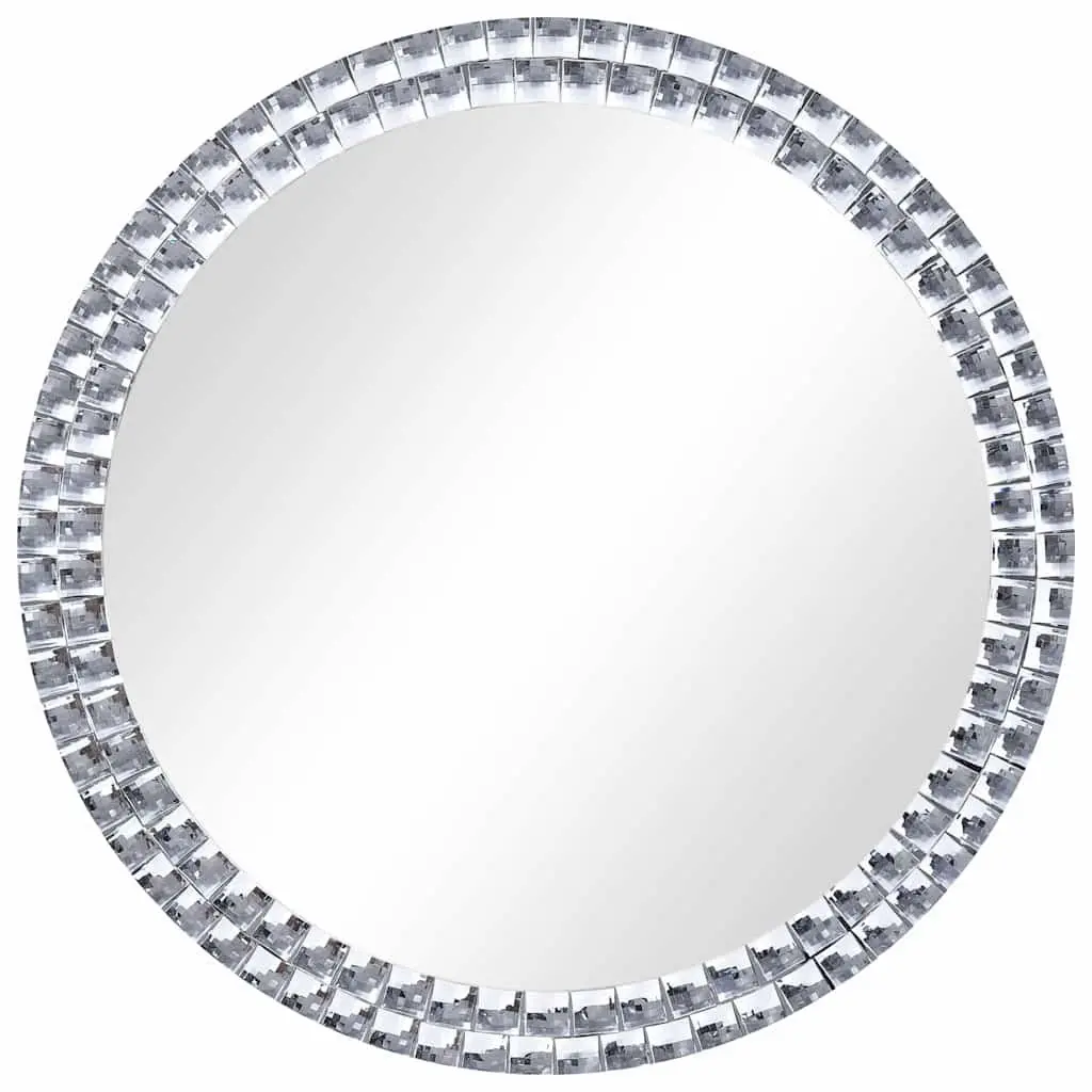 Round Wall Mirror 40cm Tempered Glass Silver Bathroom Living Room Decor