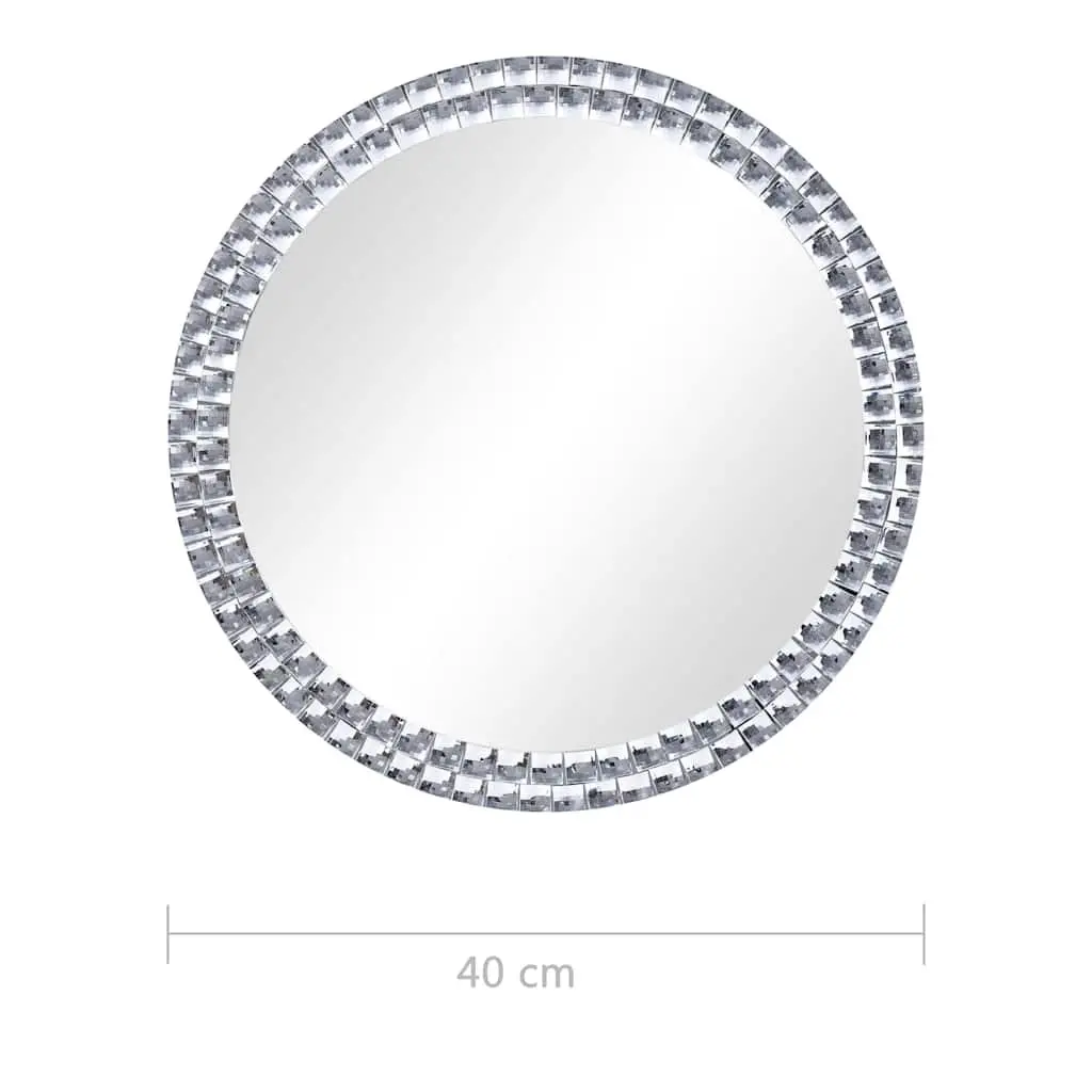 Round Wall Mirror 40cm Tempered Glass Silver Bathroom Living Room Decor