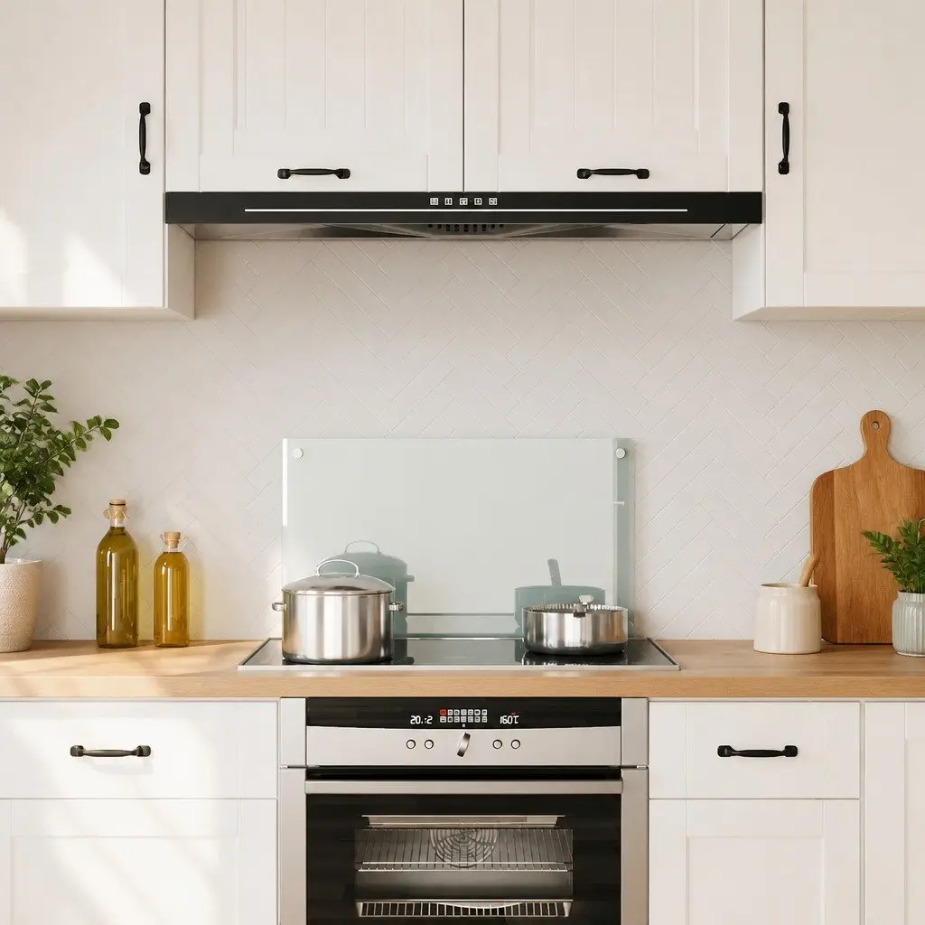 Tempered Glass Kitchen Splashback Wall Protection 70x40cm Transparent