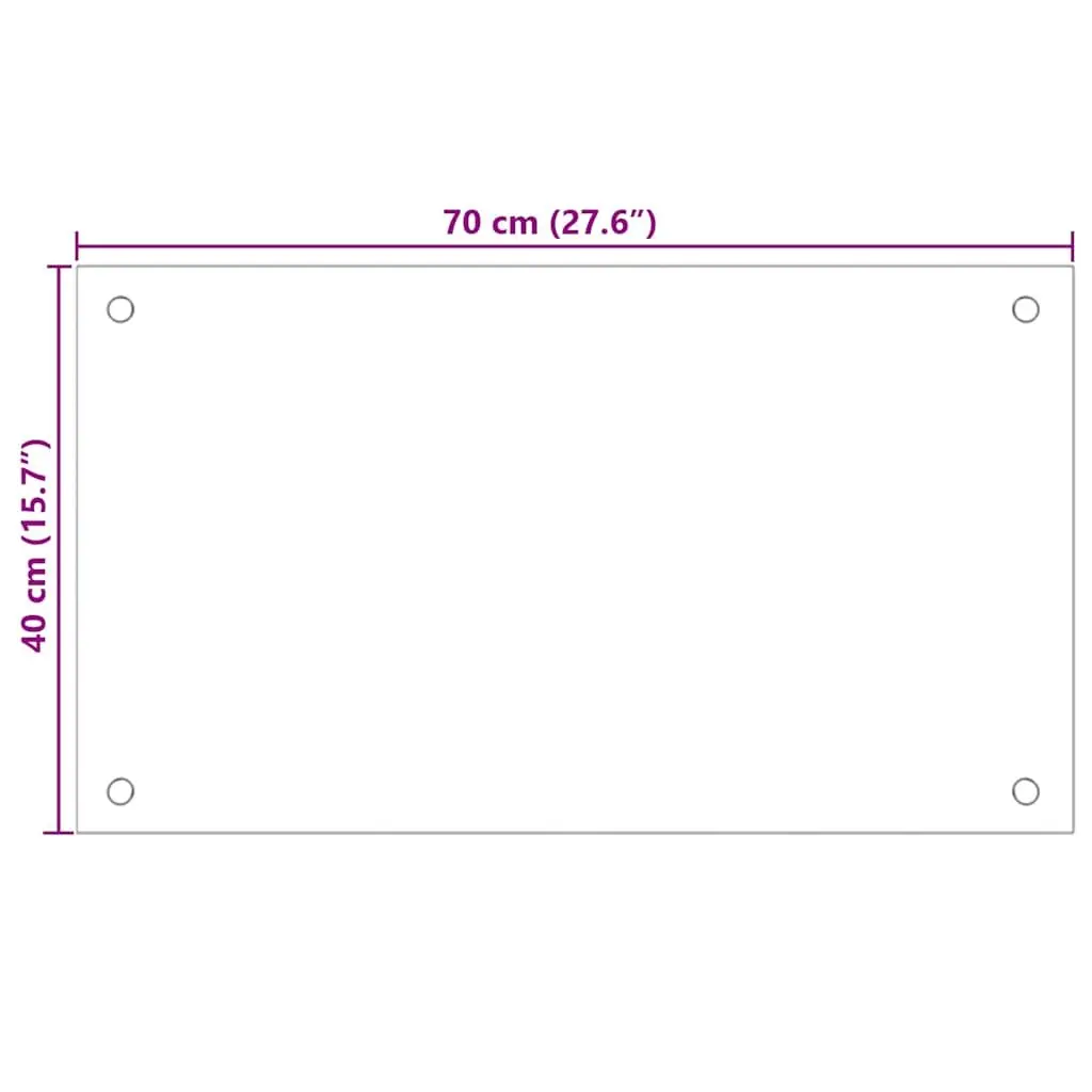 Tempered Glass Kitchen Splashback Wall Protection 70x40cm Transparent