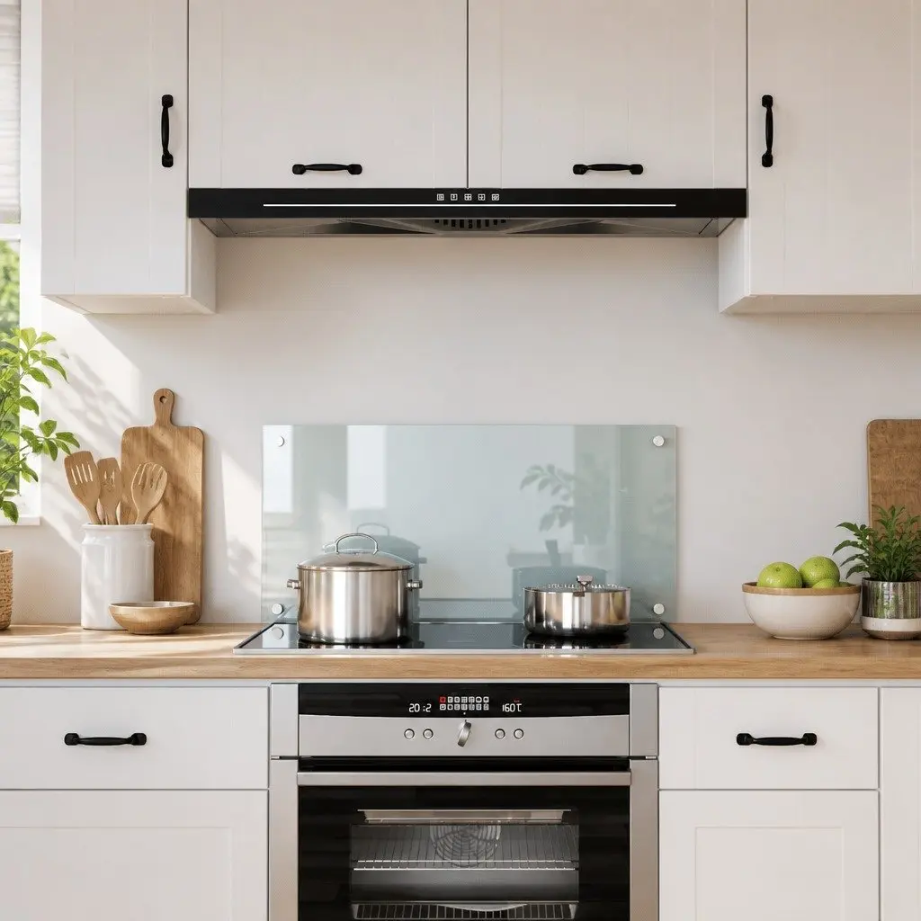Tempered Glass Kitchen Backsplash Splash Guard 80x40 cm Transparent Heat Resistant