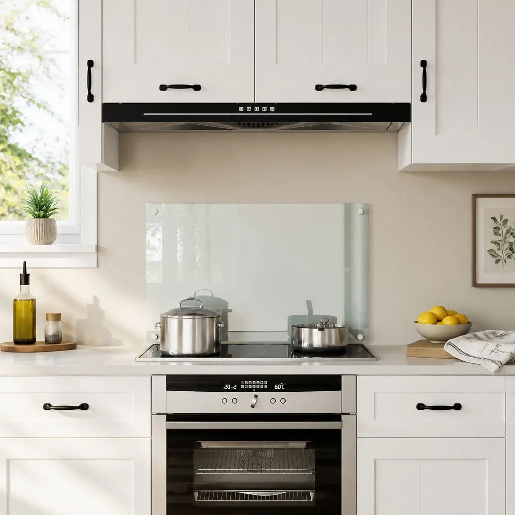Tempered Glass Kitchen Splashback 80x50 cm Transparent Wall