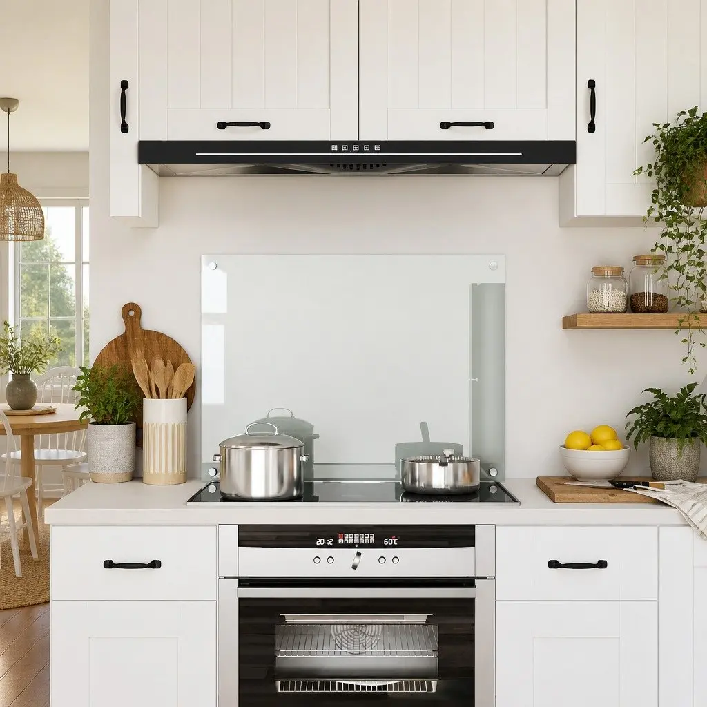 Kitchen Backsplash Splashback Tempered Glass Transparent 80x60cm Wall Protection