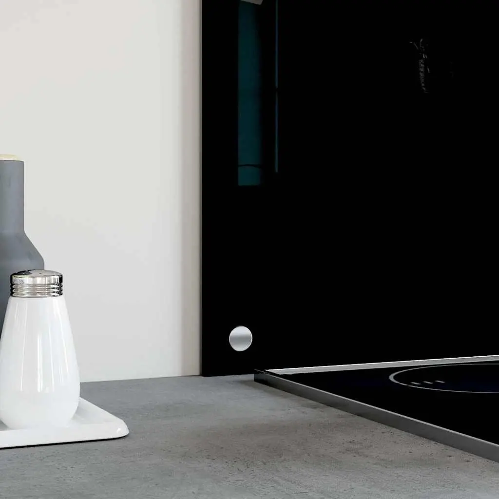 Kitchen Backsplash Tempered Glass Splash Guard 90x50 cm Black