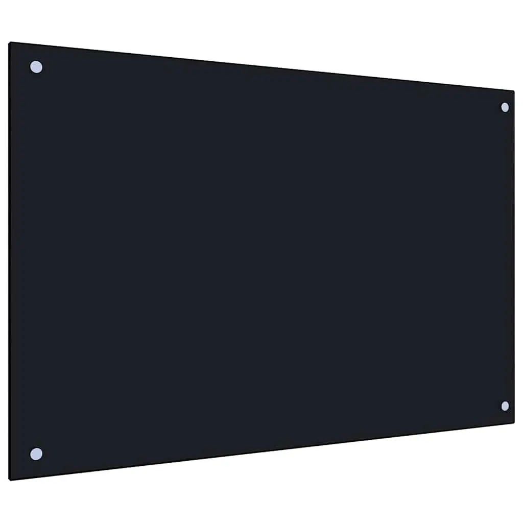 Kitchen Backsplash Tempered Glass Splash Guard 90x50 cm Black