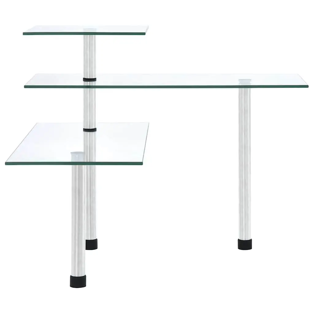 3-Tier Corner Kitchen Shelf Storage Organiser Unit Transparent Tempered Glass Stainless Steel Frame