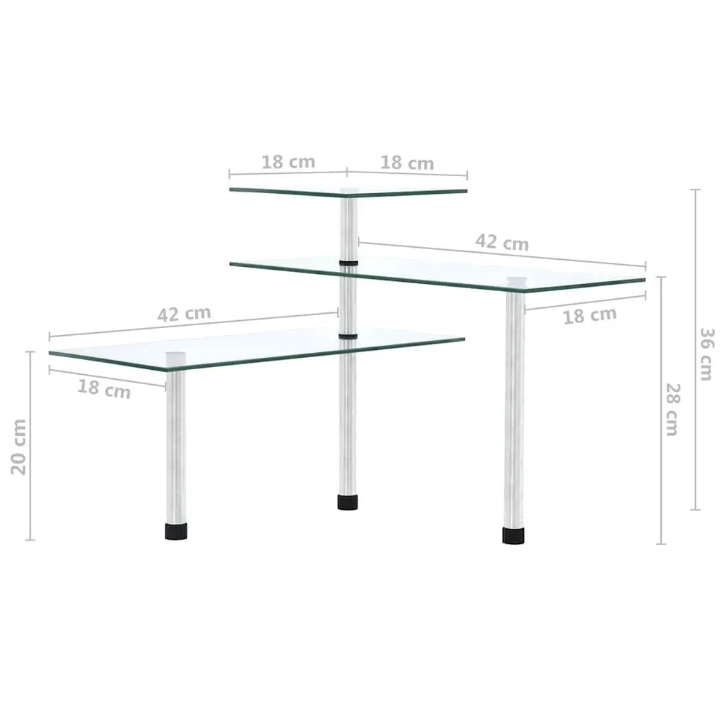 3-Tier Corner Kitchen Shelf Storage Organiser Unit Transparent Tempered Glass Stainless Steel Frame
